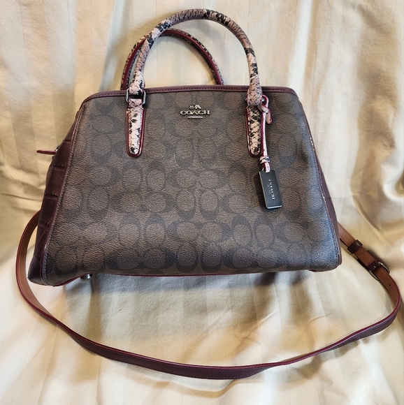 Coach Brown and Tan Satchel with Signature Monogram - Picture 1 of 4